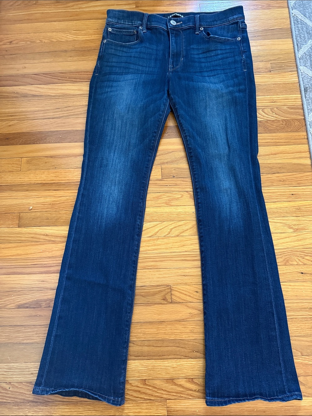 Express Women’s Stretch Mid-Rise Dark Blue Bootcut Jeans